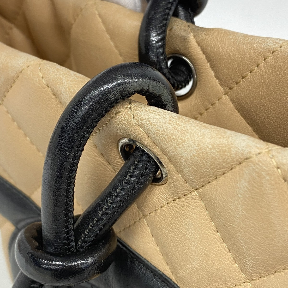 【6gd4032】シャネル トートバッグ カンボン ラムスキン ブラウン ブラック シルバー金具【中古】レディース