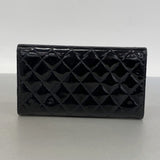 【6gd4033】シャネル 三つ折り長財布 ブリリアント パテントレザー ブラック シルバー金具【中古】レディース