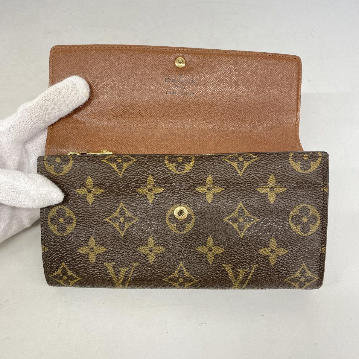 【6gd4039】ルイヴィトン 長財布 モノグラム ポシェットポルトモネクレディ M61725 ブラウン【中古】レディース