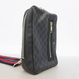 【6gd4042】グッチ ボディバッグ GGスプリーム 478325 PVC ブラック シルバー金具【中古】メンズ
