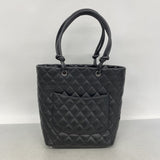 【6gd4057-k】シャネル トートバッグ カンボン ラムスキン ブラック シルバー金具【中古】レディース