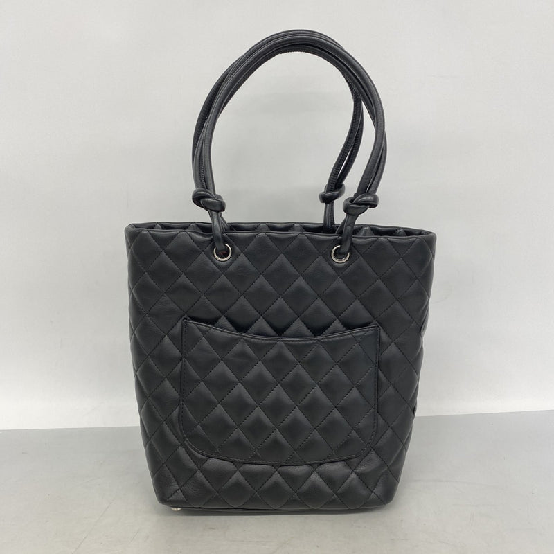 【6gd4057-k】シャネル トートバッグ カンボン ラムスキン ブラック シルバー金具【中古】レディース