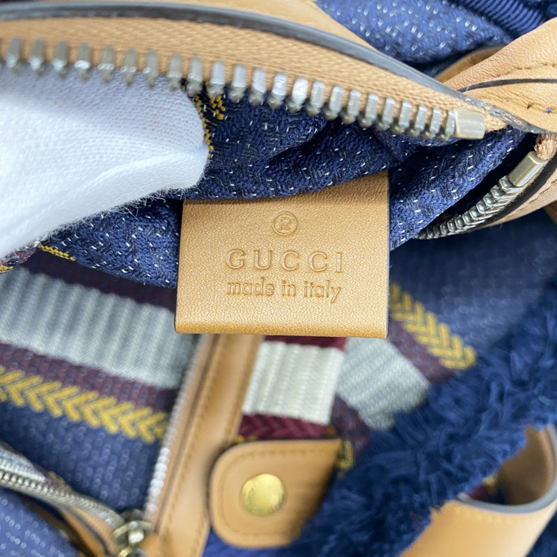 【6gd4066】グッチ トートバッグ 818779 キャンバス ブラウン ネイビー ゴールド金具【中古】レディース