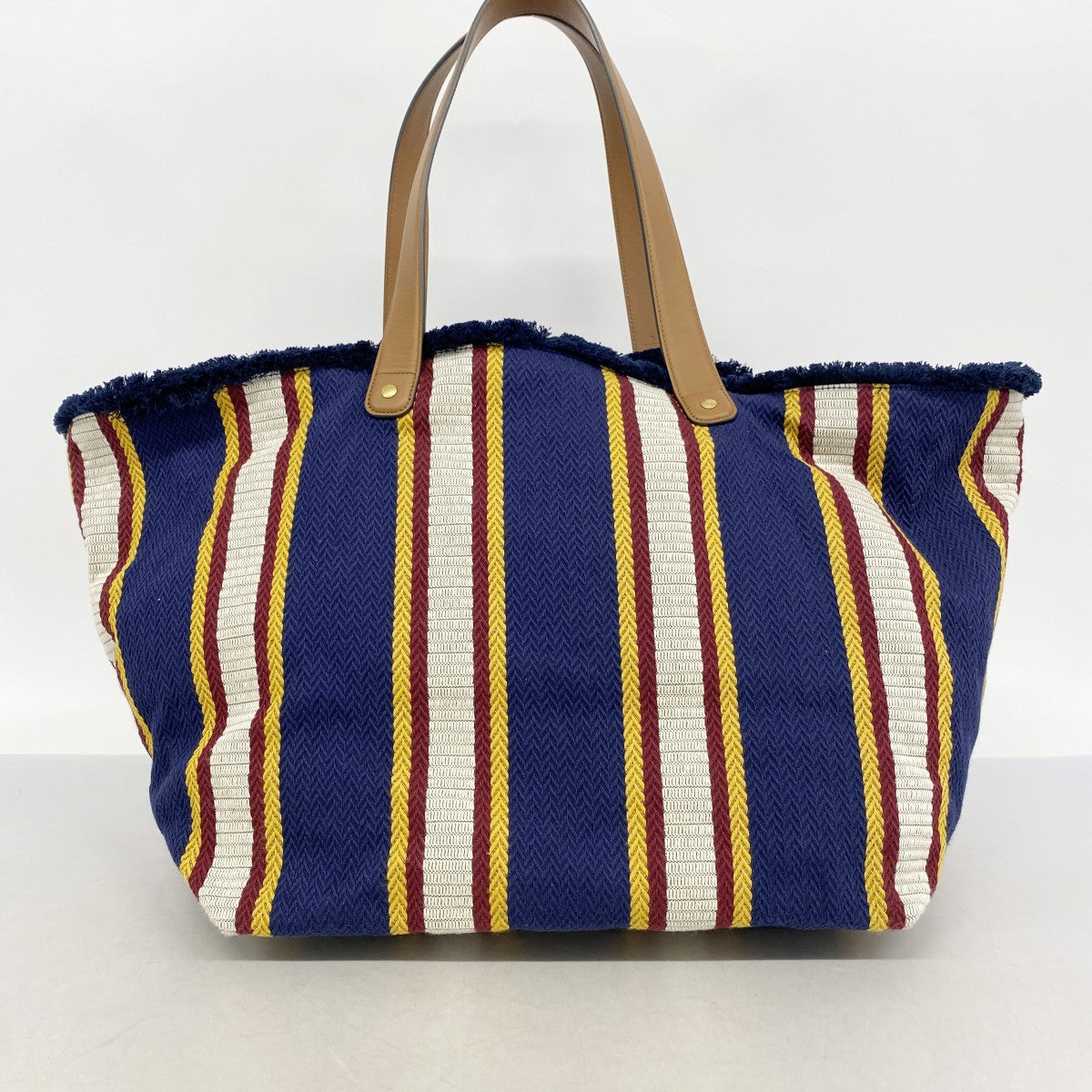【6gd4066】グッチ トートバッグ 818779 キャンバス ブラウン ネイビー ゴールド金具【中古】レディース