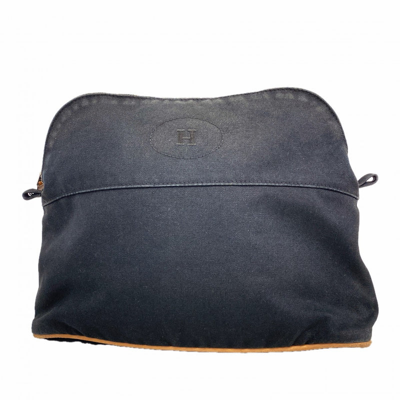 【6gd4067】エルメス ポーチ ボリードポーチ キャンバス ブラック シルバー金具【中古】レディース