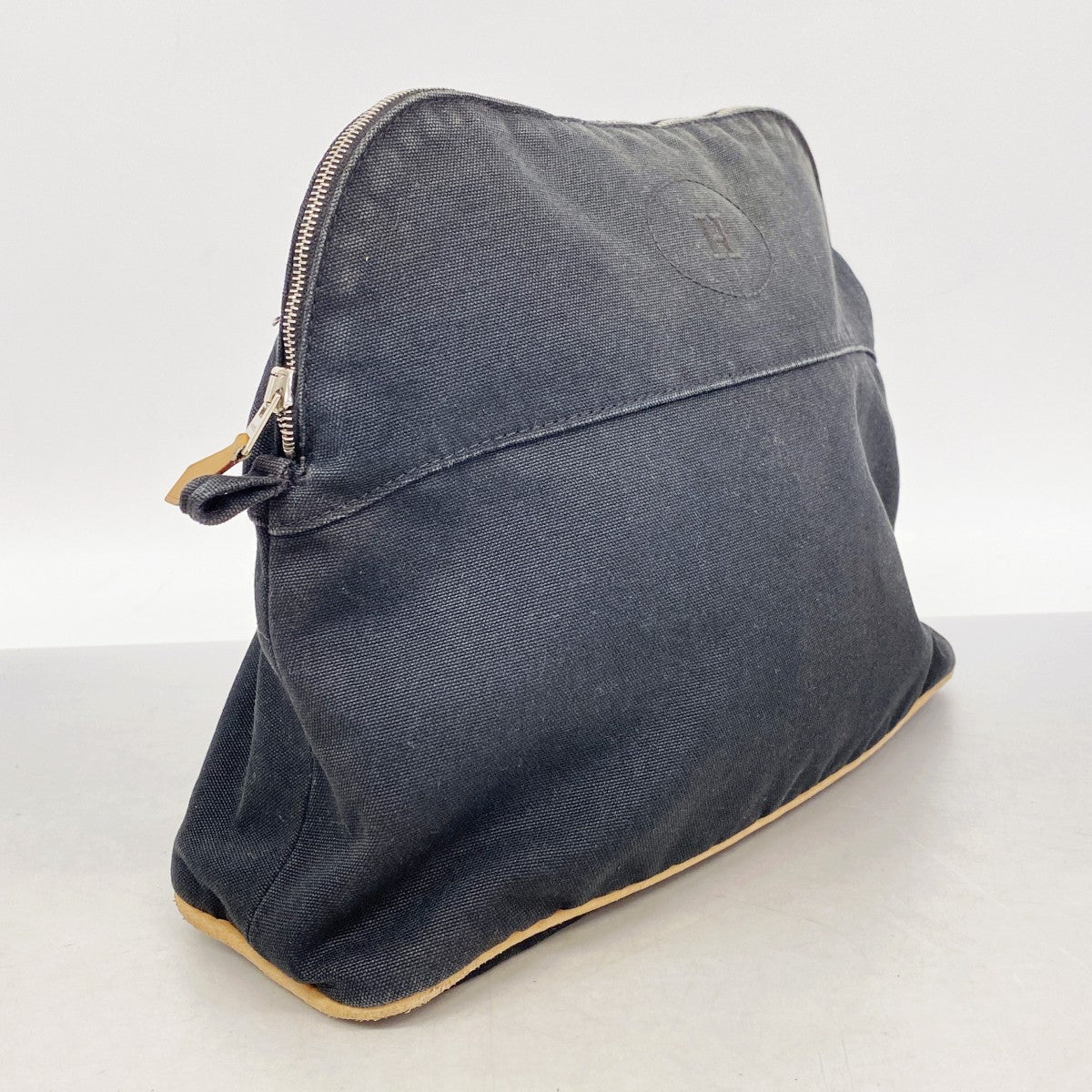 【6gd4067】エルメス ポーチ ボリードポーチ キャンバス ブラック シルバー金具【中古】レディース