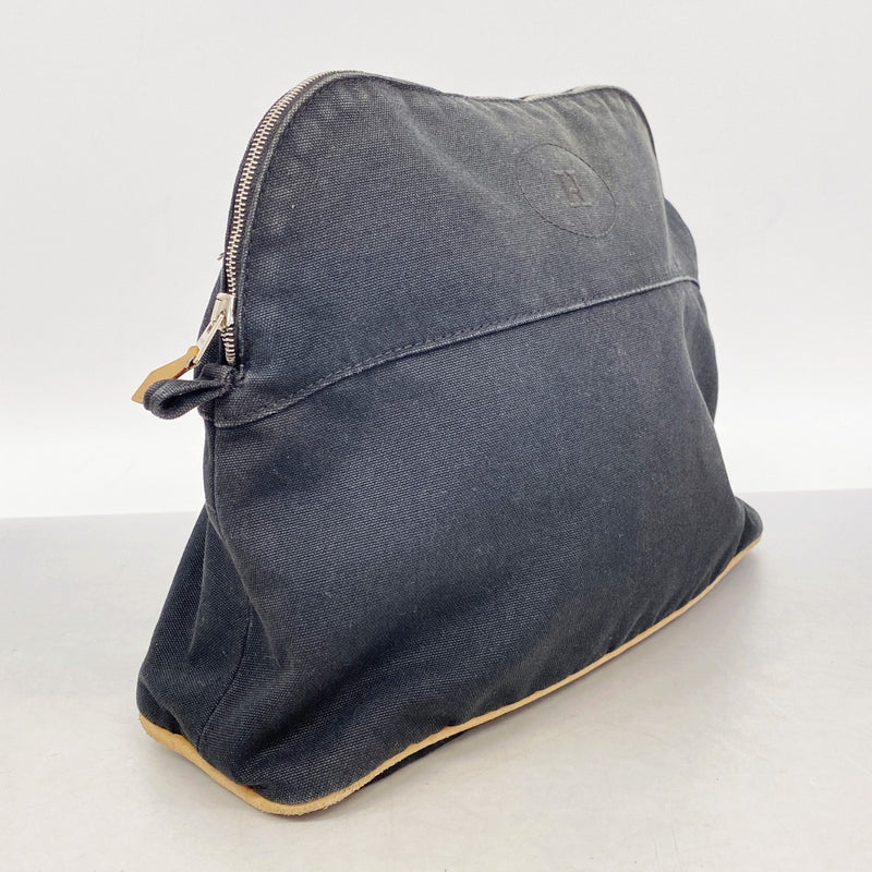 【6gd4067】エルメス ポーチ ボリードポーチ キャンバス ブラック シルバー金具【中古】レディース