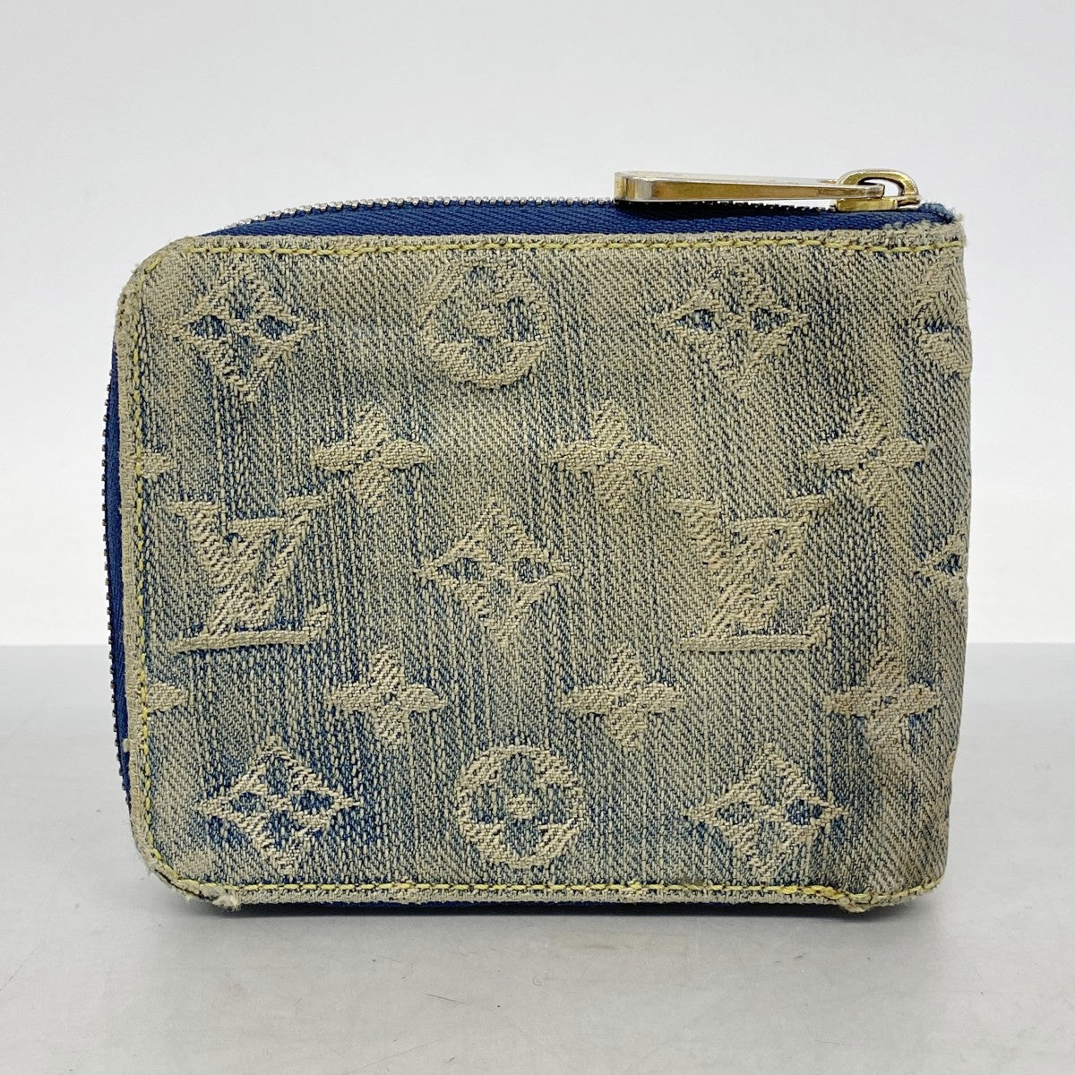 【6gd4074】ルイヴィトン 財布 モノグラム・デニム ジッピーミニ M95342 ブルー【中古】レディース