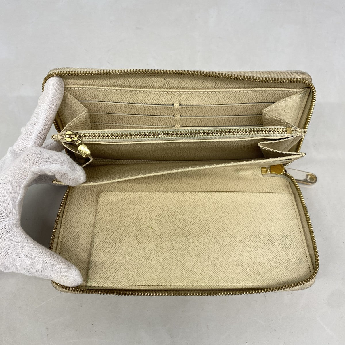 【6gd4084】ルイヴィトン 長財布 ダミエ・アズール ジッピーオーガナイザー N60012 ホワイト【中古】レディース