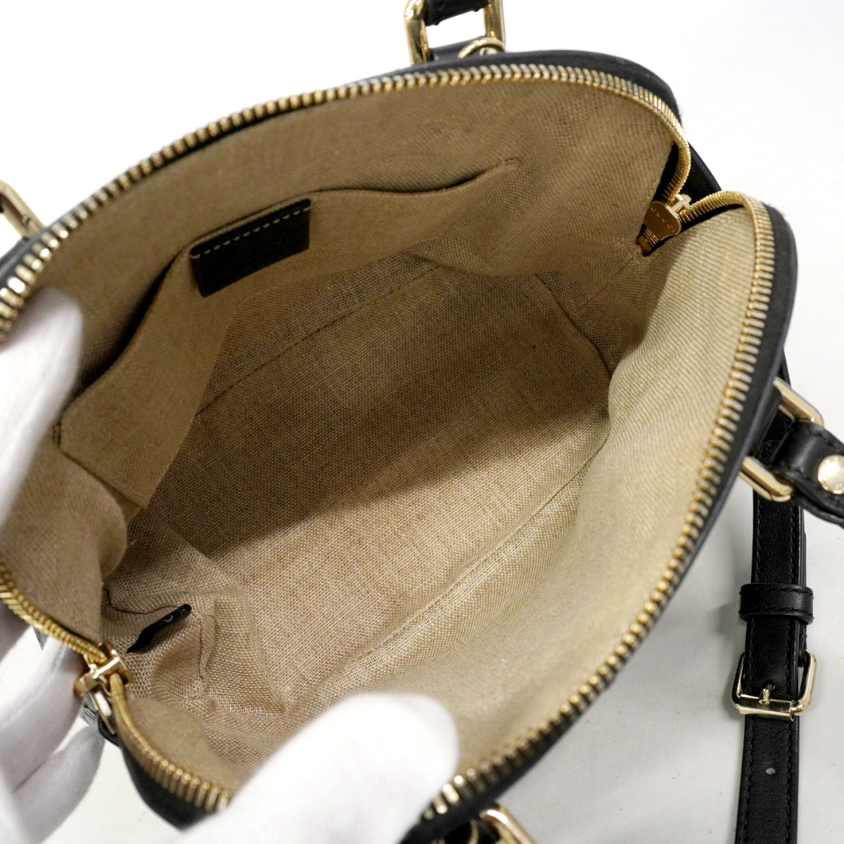 【6gd4086-k】グッチ ハンドバッグ マイクログッチシマ 449654 レザー ブラック シャンパンゴールド金具 2wayバッグ【中古】レディース