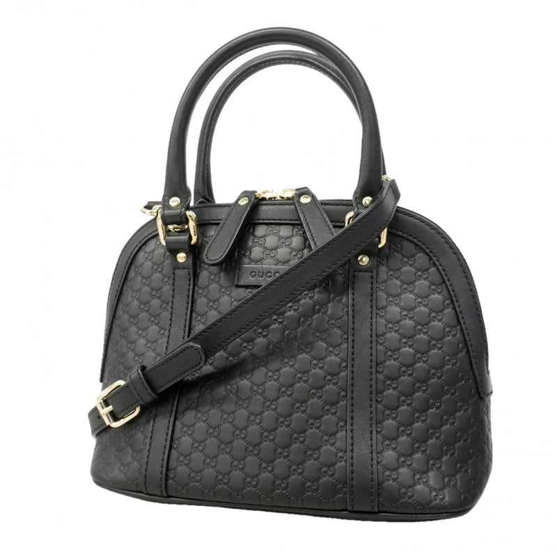 【6gd4086-k】グッチ ハンドバッグ マイクログッチシマ 449654 レザー ブラック シャンパンゴールド金具 2wayバッグ【中古】レディース