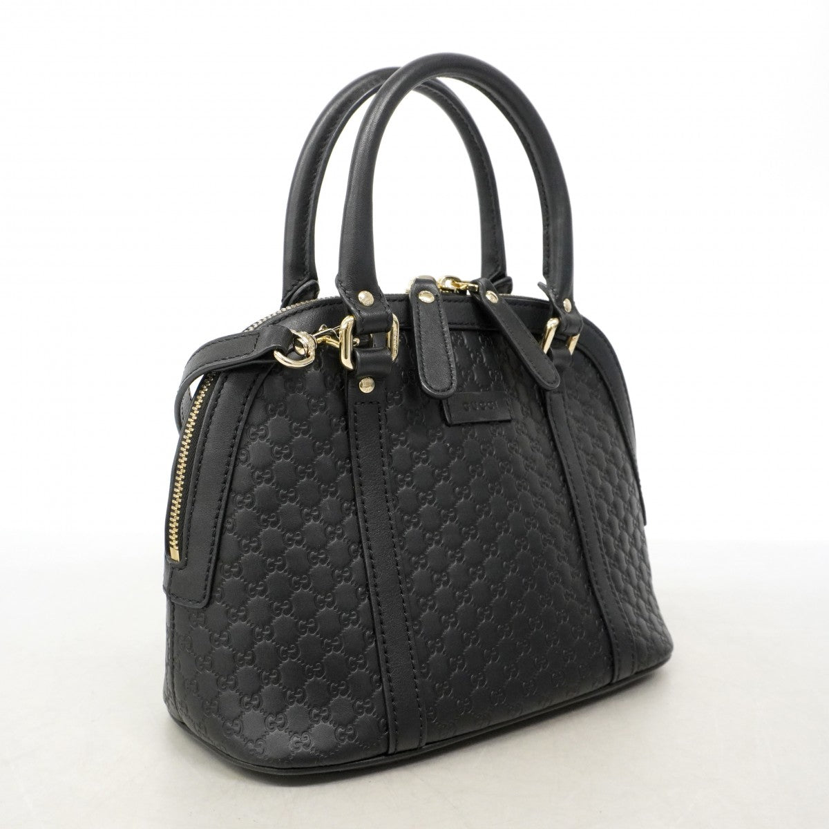 【6gd4086-k】グッチ ハンドバッグ マイクログッチシマ 449654 レザー ブラック シャンパンゴールド金具 2wayバッグ【中古】レディース