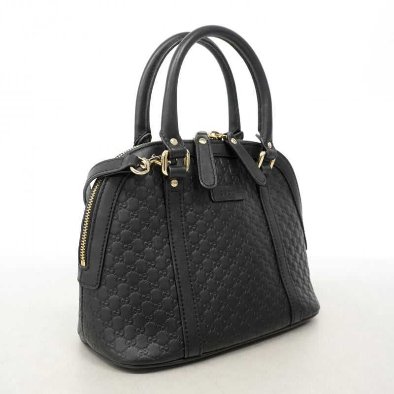 【6gd4086-k】グッチ ハンドバッグ マイクログッチシマ 449654 レザー ブラック シャンパンゴールド金具 2wayバッグ【中古】レディース