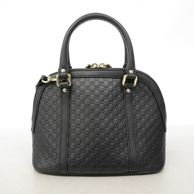 【6gd4086-k】グッチ ハンドバッグ マイクログッチシマ 449654 レザー ブラック シャンパンゴールド金具 2wayバッグ【中古】レディース
