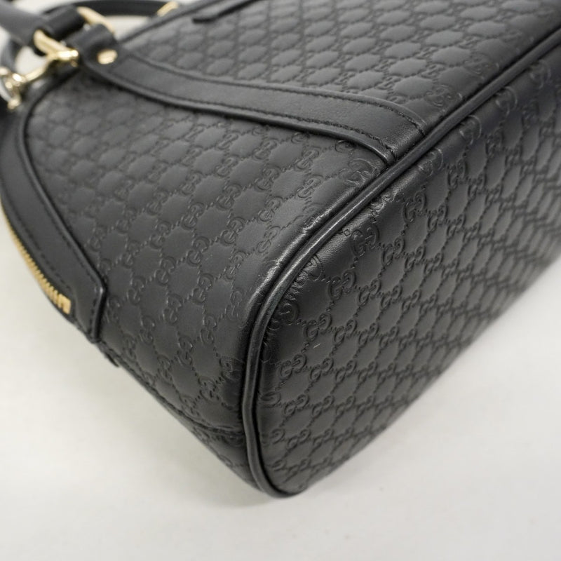 【6gd4086-k】グッチ ハンドバッグ マイクログッチシマ 449654 レザー ブラック シャンパンゴールド金具 2wayバッグ【中古】レディース