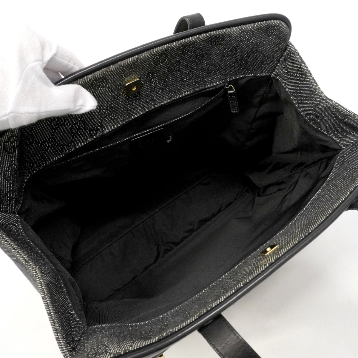 【6gd4087-k】グッチ トートバッグ 92731 デニム グレー ゴールド金具【中古】レディース