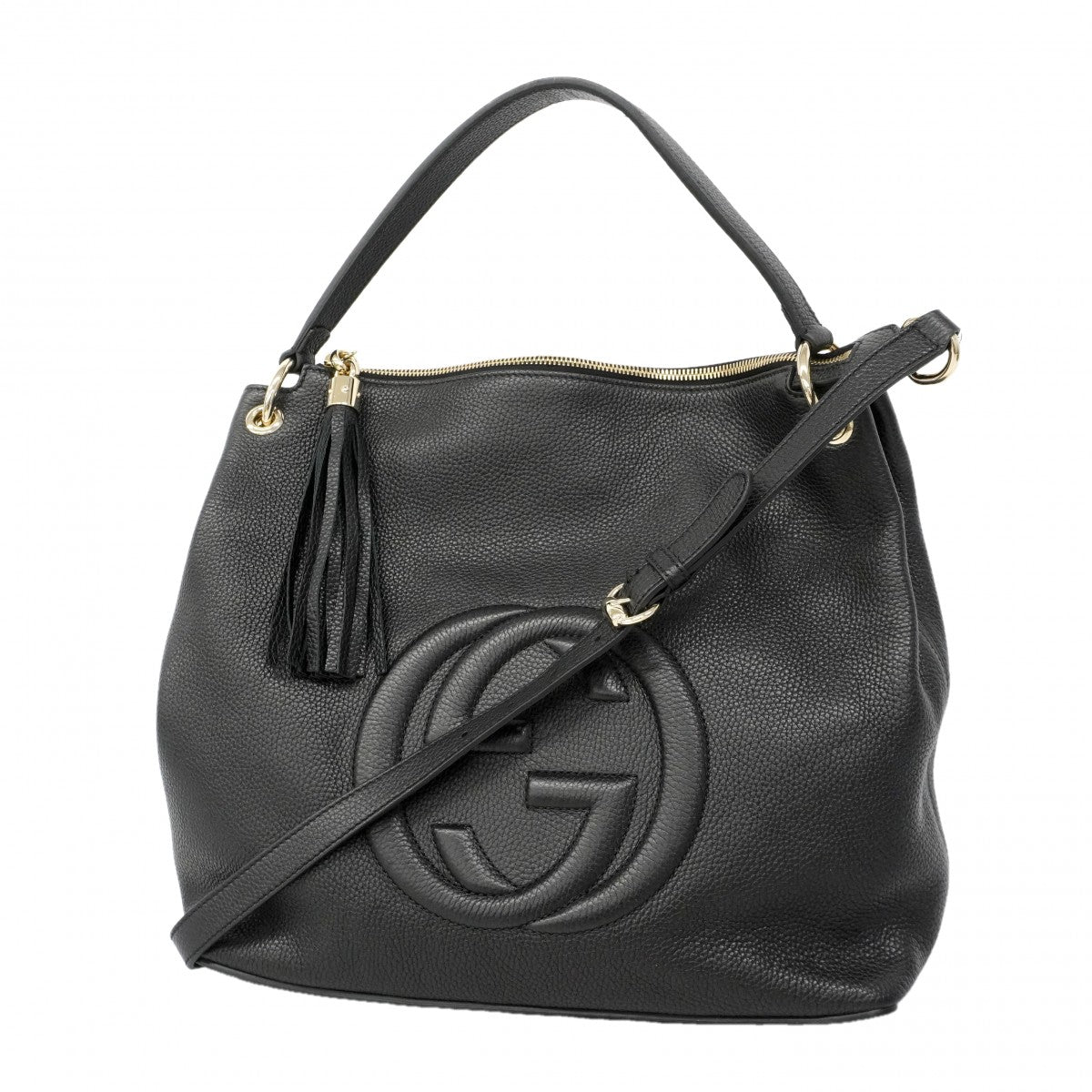 【6gd4088-k】グッチ ショルダーバッグ ソーホー 536194 レザー ブラック シャンパンゴールド金具【中古】レディース