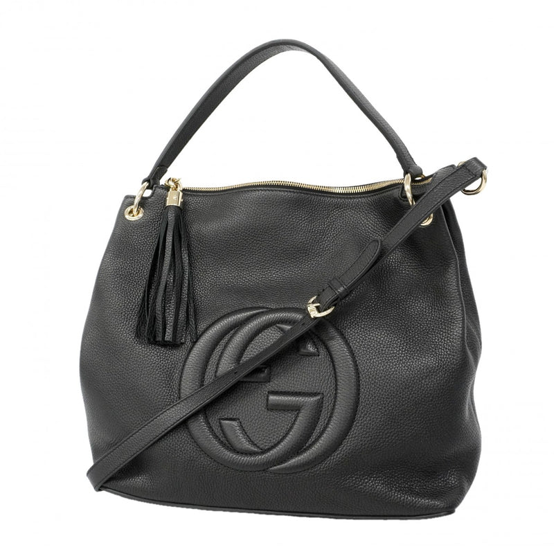 【6gd4088-k】グッチ ショルダーバッグ ソーホー 536194 レザー ブラック シャンパンゴールド金具【中古】レディース