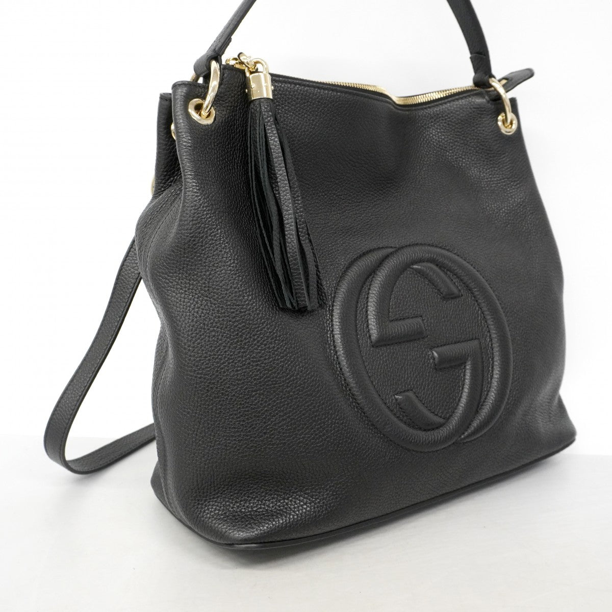 【6gd4088-k】グッチ ショルダーバッグ ソーホー 536194 レザー ブラック シャンパンゴールド金具【中古】レディース