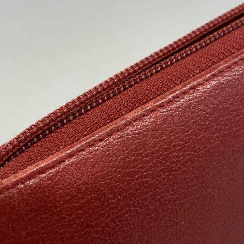 【6gd4110】シャネル 長財布 カメリア レザー レッド シルバー金具【中古】レディース