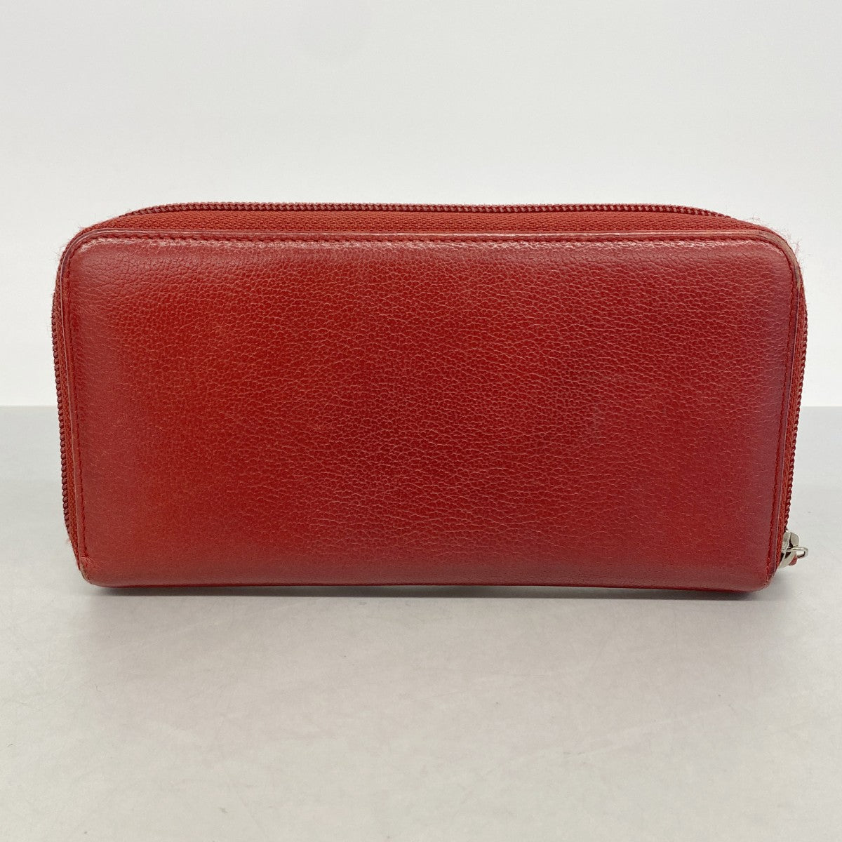 【6gd4110】シャネル 長財布 カメリア レザー レッド シルバー金具【中古】レディース