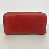 【6gd4110】シャネル 長財布 カメリア レザー レッド シルバー金具【中古】レディース