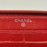 【6gd4110】シャネル 長財布 カメリア レザー レッド シルバー金具【中古】レディース