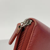 【6gd4110】シャネル 長財布 カメリア レザー レッド シルバー金具【中古】レディース