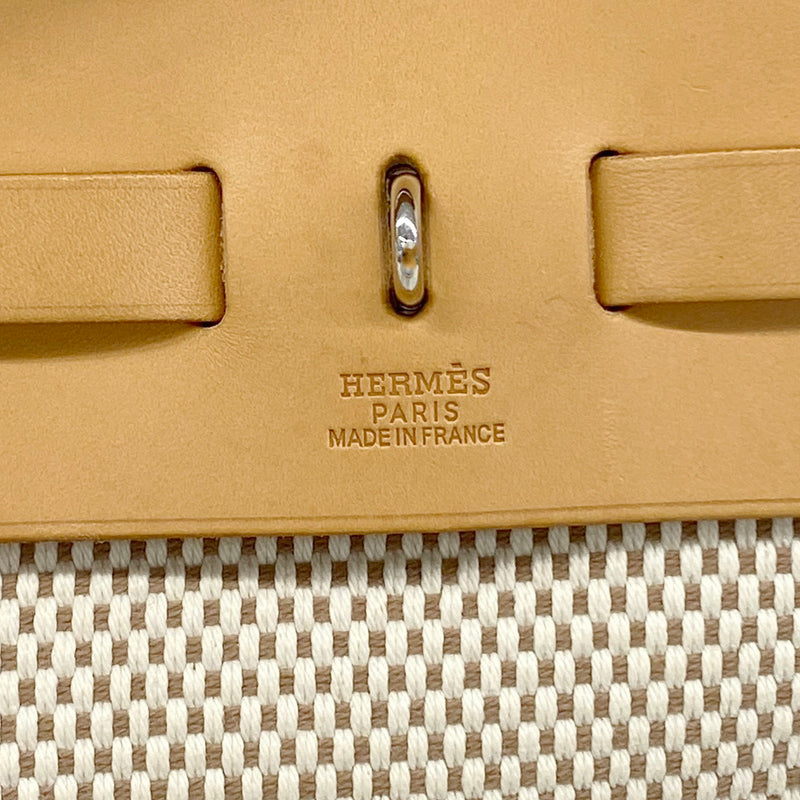 【6gd4111】エルメス ハンドバッグ エールバッグMM トワルGM ナチュラル シルバー金具 □G刻印 2wayバッグ【中古】レディース