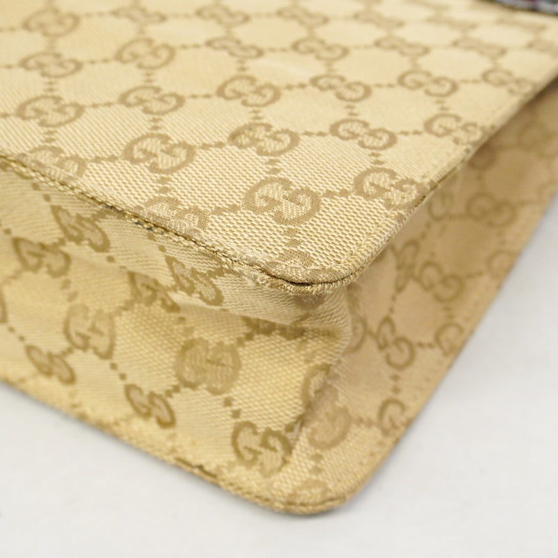 【6gd4125-k】グッチ ショルダーバッグ GGキャンバス キャンバス ベージュ ボルドー シルバー金具【中古】レディース