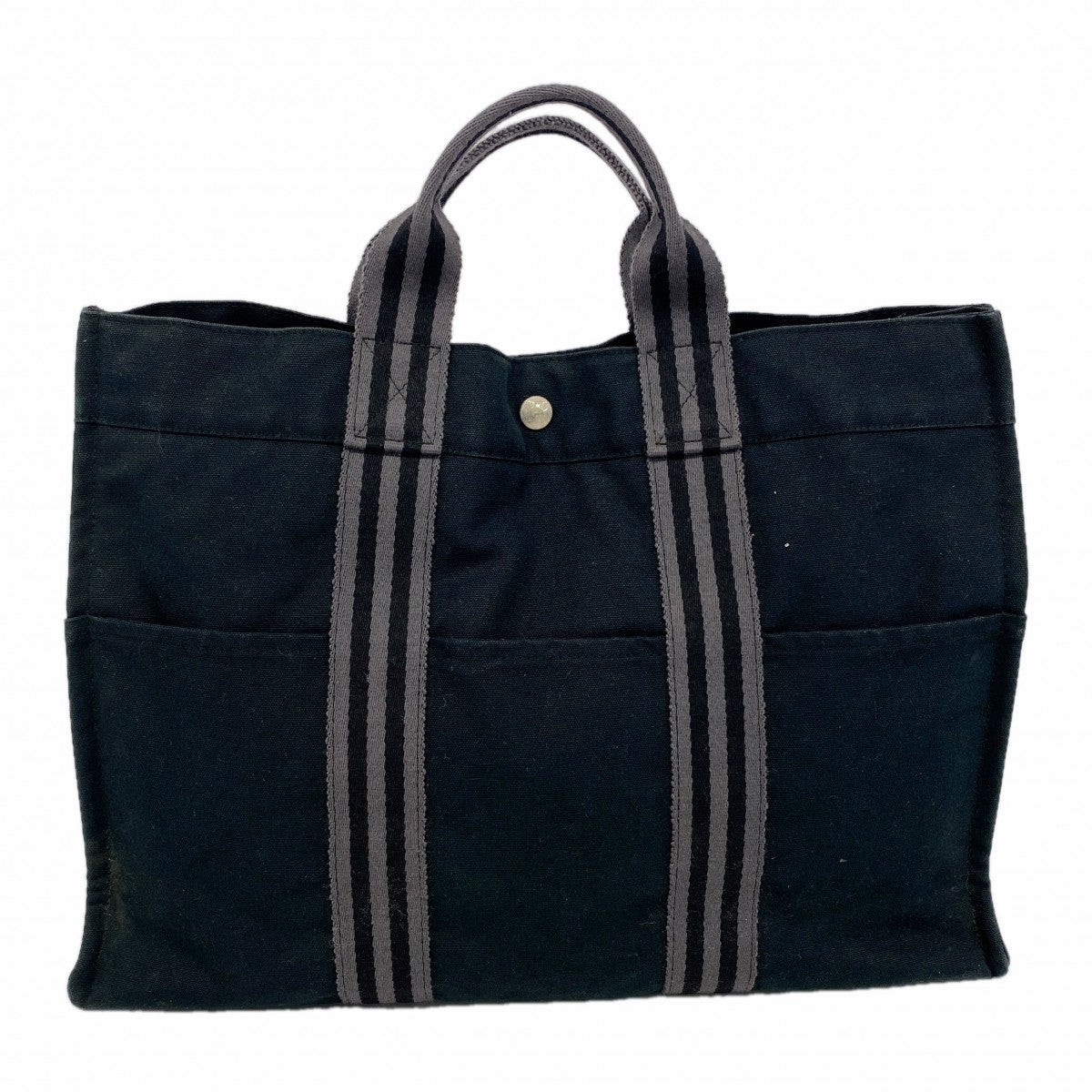 【6gd4128-k】エルメス トートバッグ フールトゥMM キャンバス ブラック シルバー金具【中古】メンズ レディース ユニセックス
