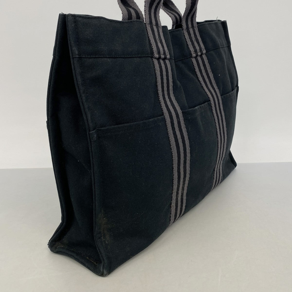 【6gd4128-k】エルメス トートバッグ フールトゥMM キャンバス ブラック シルバー金具【中古】メンズ レディース ユニセックス