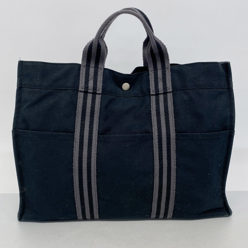 【6gd4128-k】エルメス トートバッグ フールトゥMM キャンバス ブラック シルバー金具【中古】メンズ レディース ユニセックス