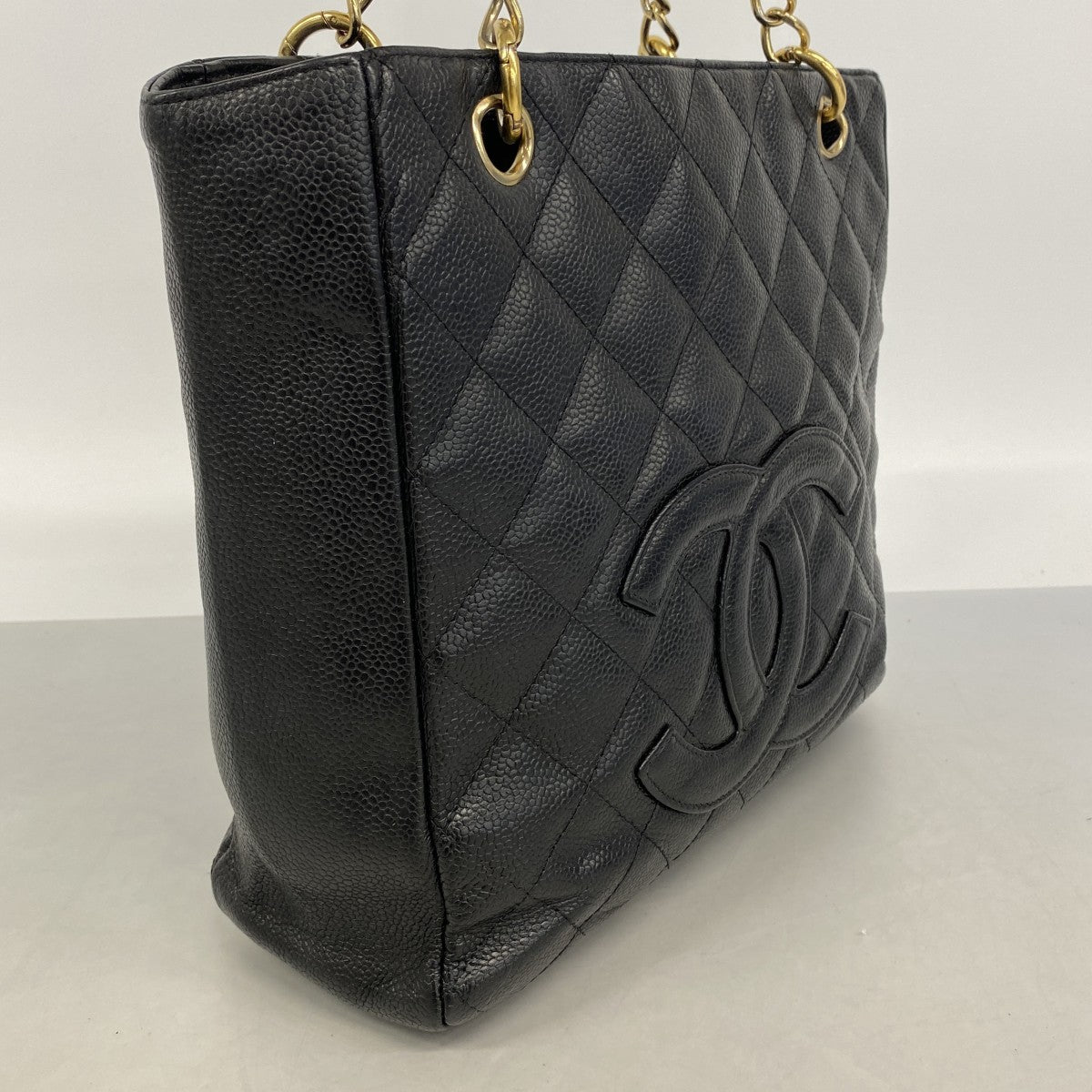 【6gd4129-k】シャネル トートバッグ マトラッセ チェーンショルダー キャビアスキン ブラック ゴールド金具【中古】レディース