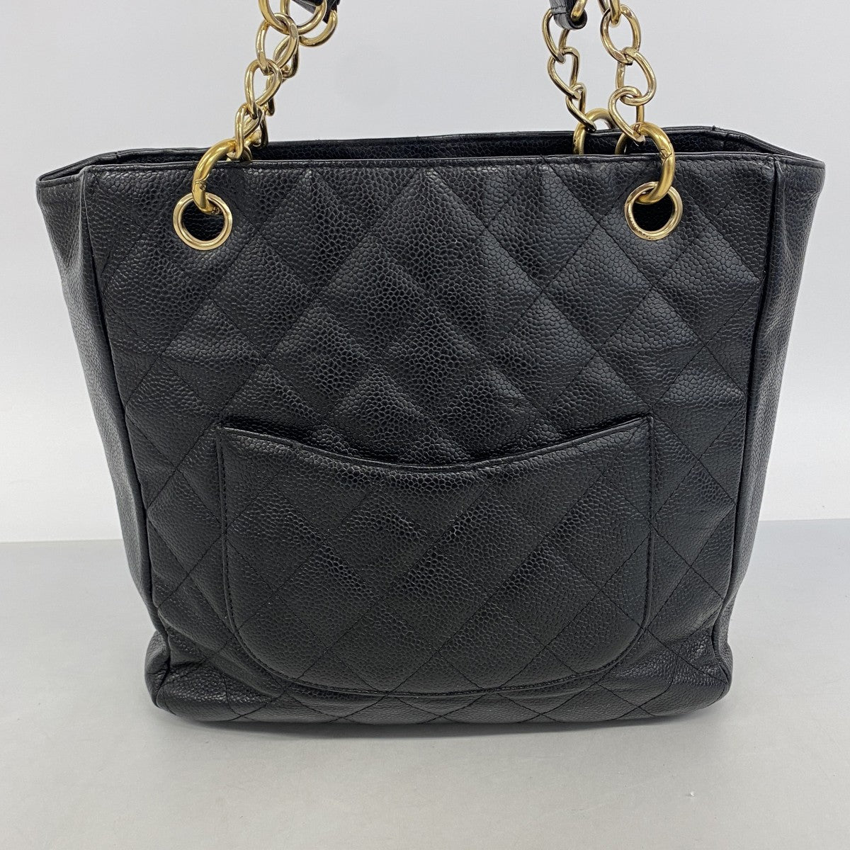 【6gd4129-k】シャネル トートバッグ マトラッセ チェーンショルダー キャビアスキン ブラック ゴールド金具【中古】レディース
