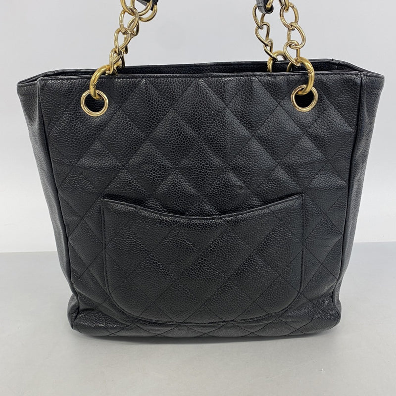 【6gd4129-k】シャネル トートバッグ マトラッセ チェーンショルダー キャビアスキン ブラック ゴールド金具【中古】レディース