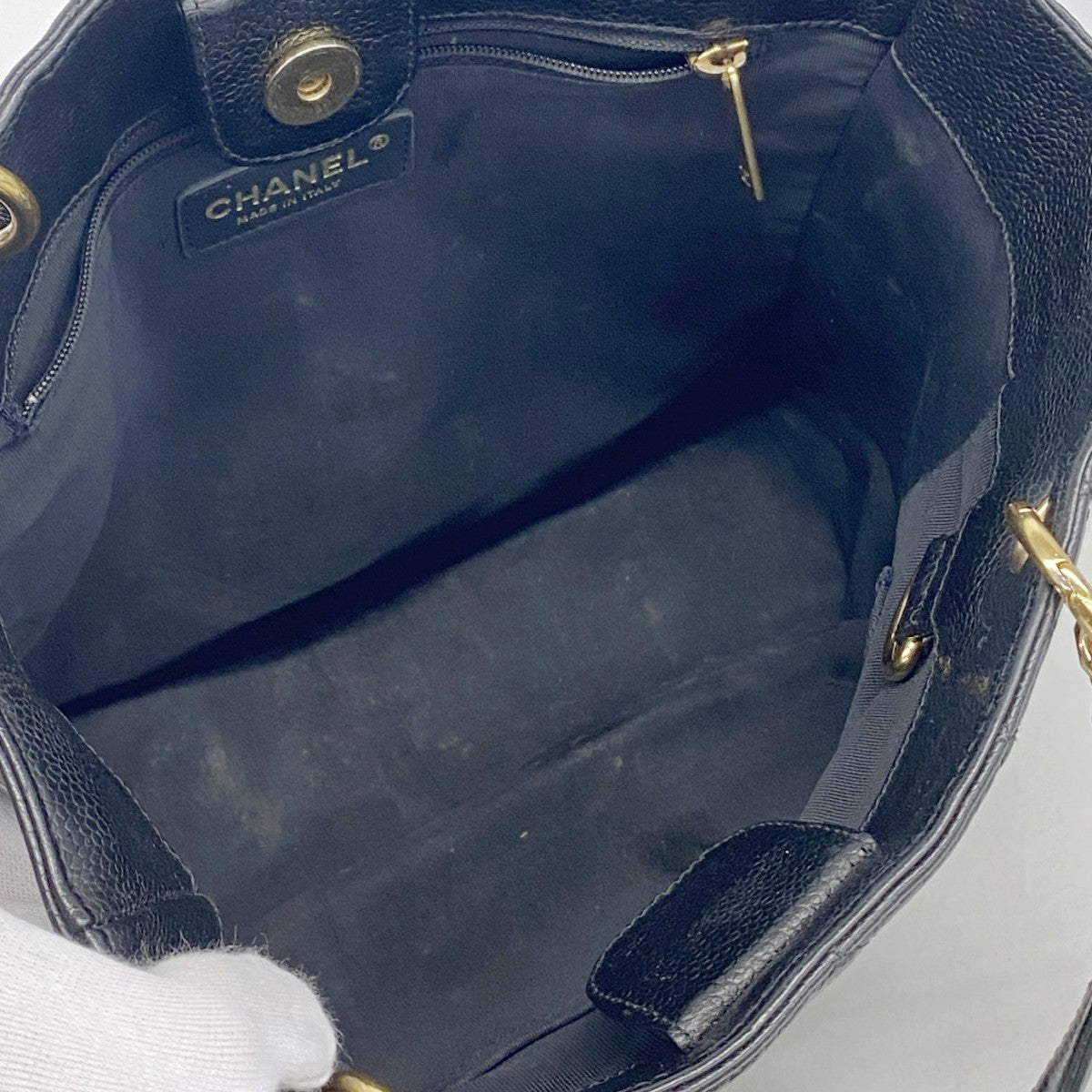 【6gd4129-k】シャネル トートバッグ マトラッセ チェーンショルダー キャビアスキン ブラック ゴールド金具【中古】レディース