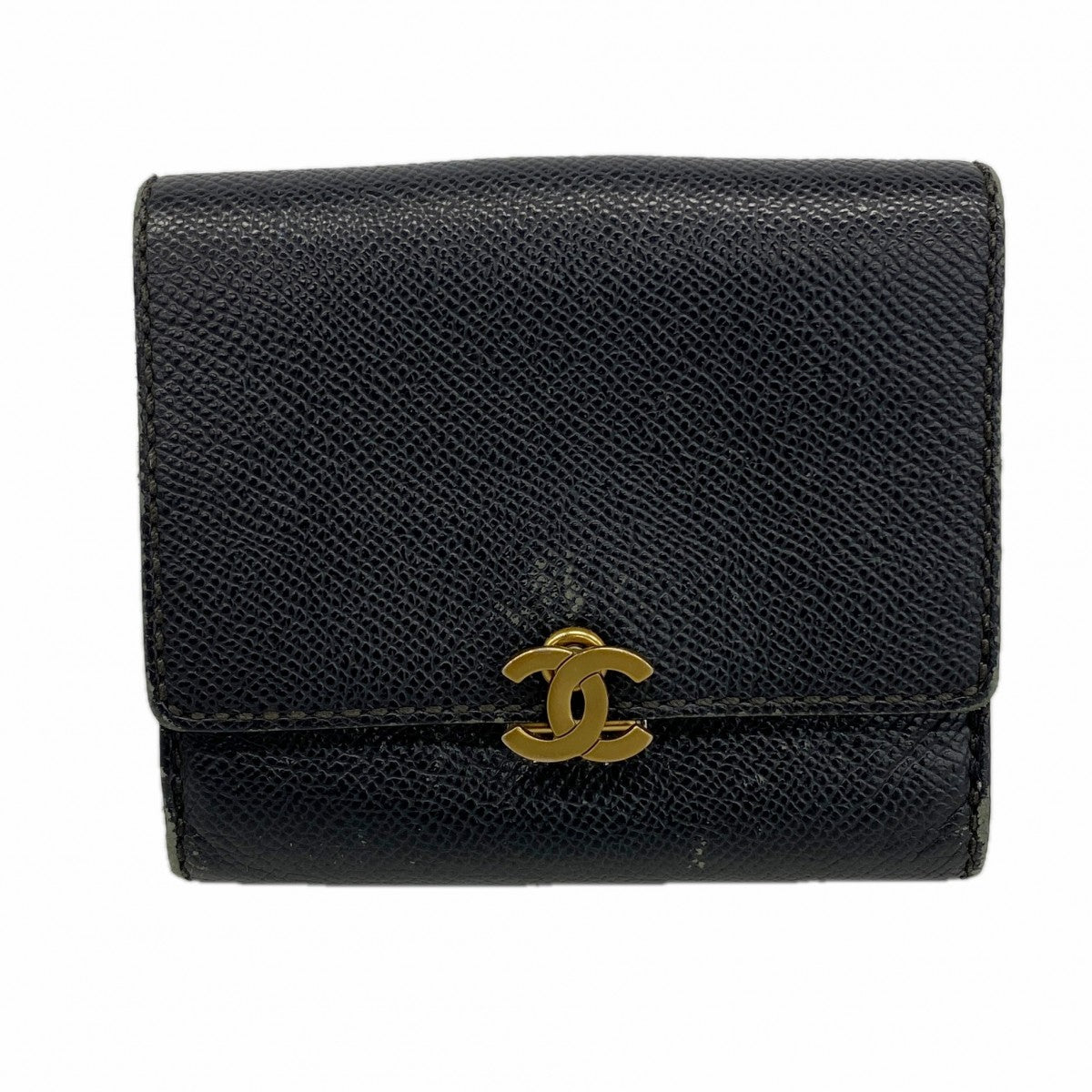 【6gd4130-k】シャネル 財布 キャビアスキン ブラック ゴールド金具【中古】レディース