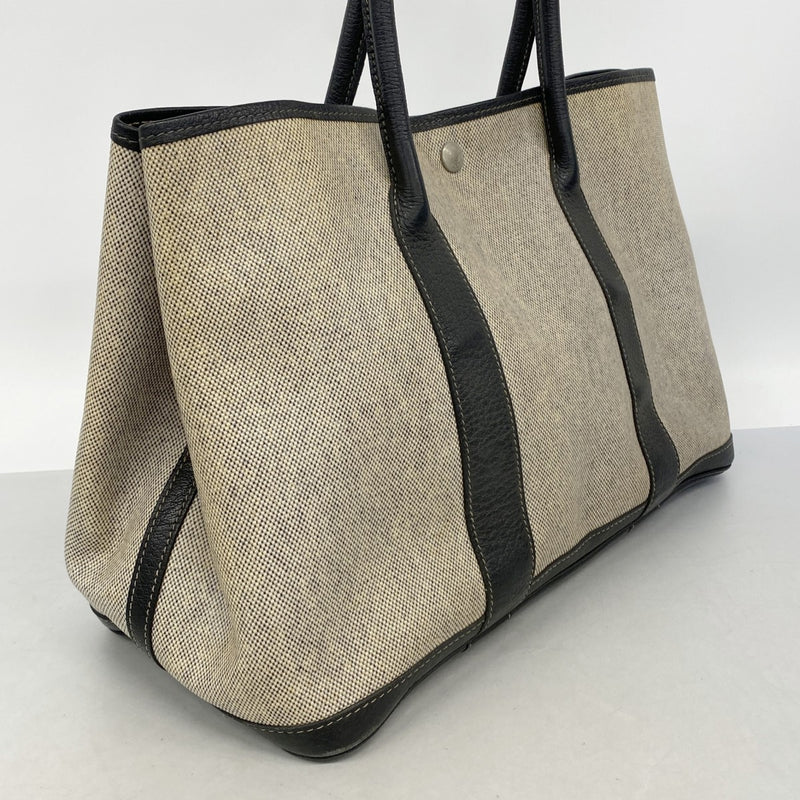 【6gd4176】エルメス トートバッグ ガーデンパーティPM トワルアッシュ ブラック シルバー金具 D刻印【中古】レディース