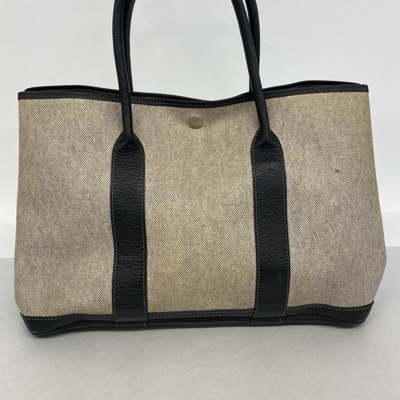 【6gd4176】エルメス トートバッグ ガーデンパーティPM トワルアッシュ ブラック シルバー金具 D刻印【中古】レディース