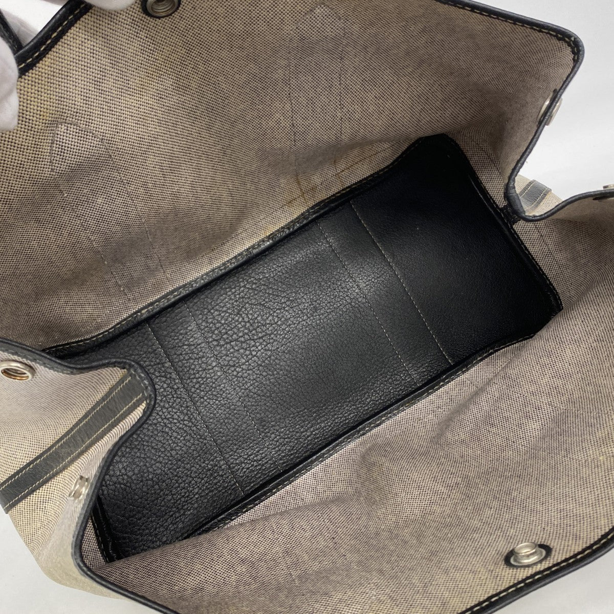 【6gd4176】エルメス トートバッグ ガーデンパーティPM トワルアッシュ ブラック シルバー金具 D刻印【中古】レディース