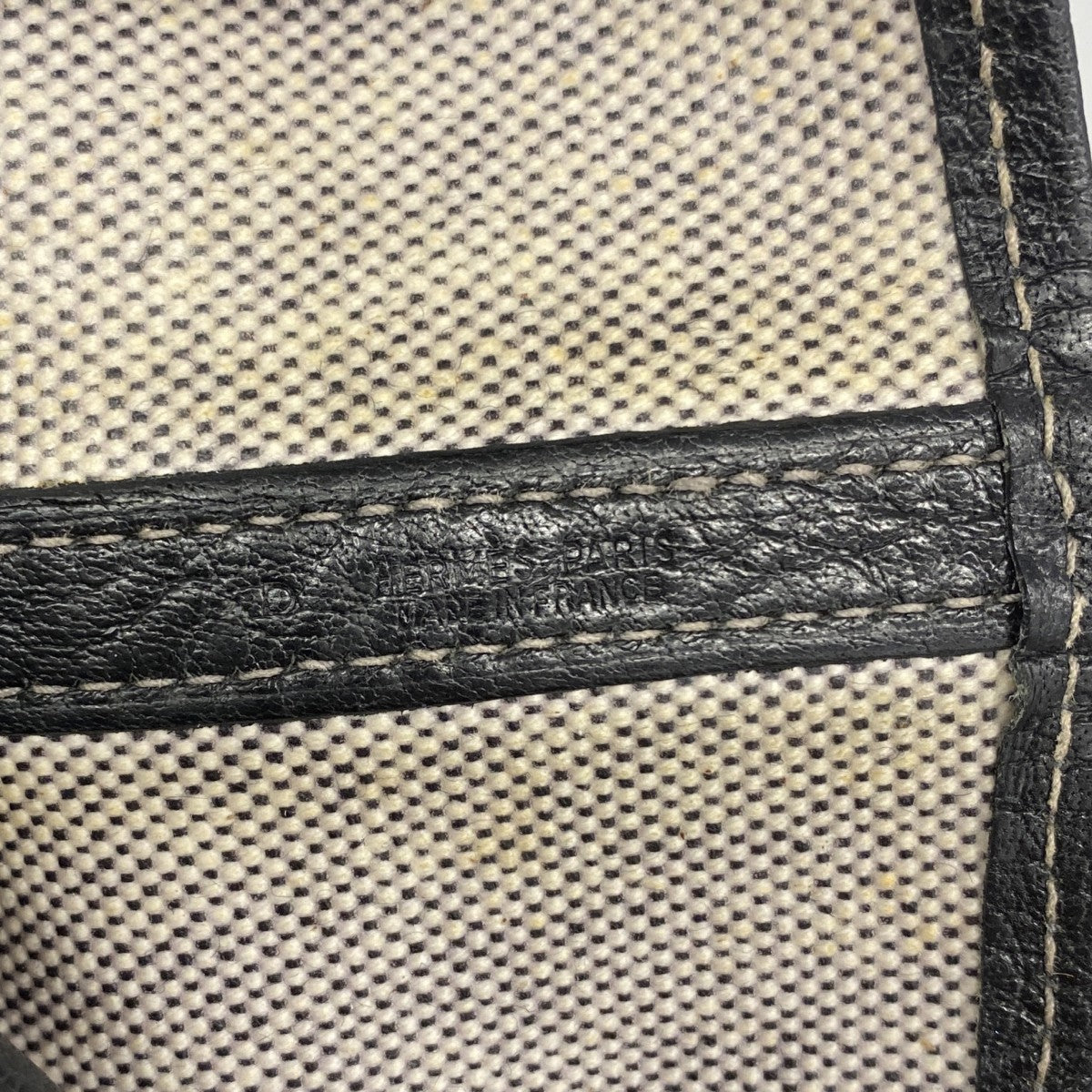 【6gd4176】エルメス トートバッグ ガーデンパーティPM トワルアッシュ ブラック シルバー金具 D刻印【中古】レディース