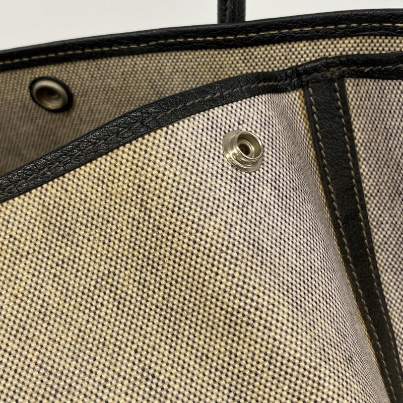 【6gd4176】エルメス トートバッグ ガーデンパーティPM トワルアッシュ ブラック シルバー金具 D刻印【中古】レディース