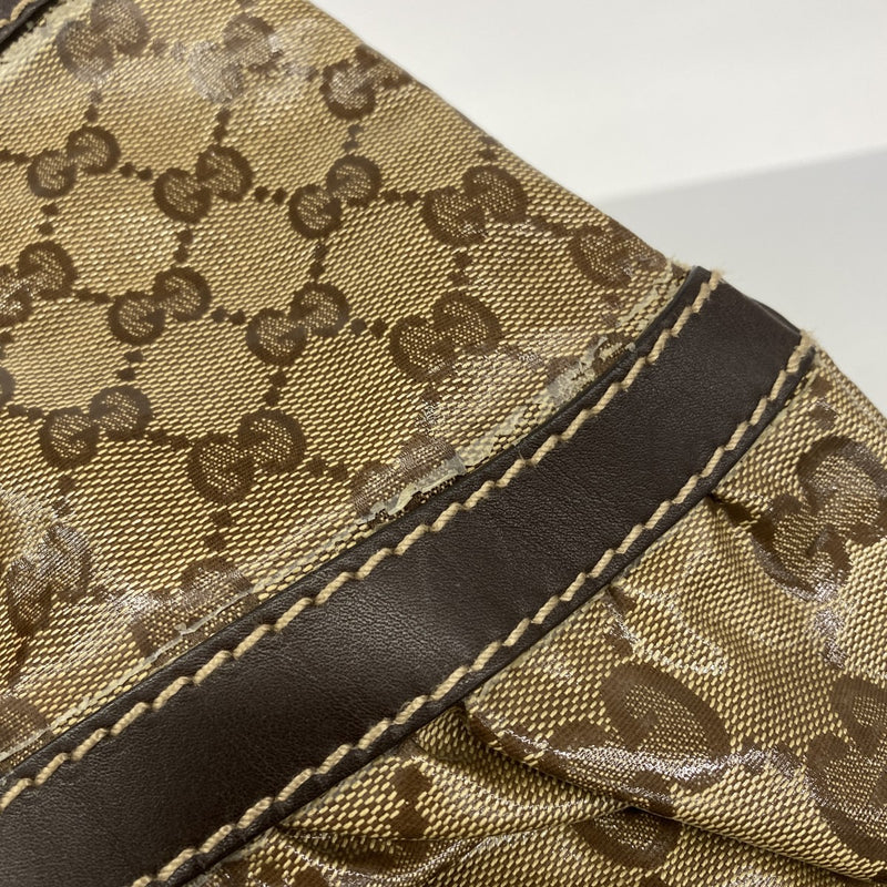 【6gd4177】グッチ トートバッグ GGクリスタル 223963 コーティングキャンバス ベージュ ブラウン シャンパンゴールド金具【中古】レディース