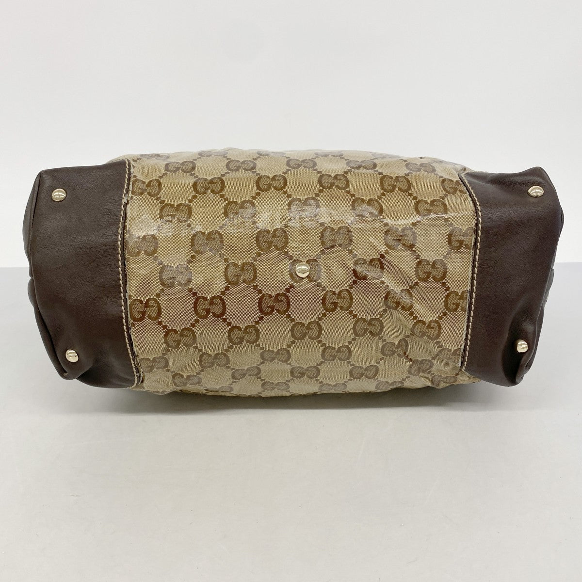 【6gd4177】グッチ トートバッグ GGクリスタル 223963 コーティングキャンバス ベージュ ブラウン シャンパンゴールド金具【中古】レディース