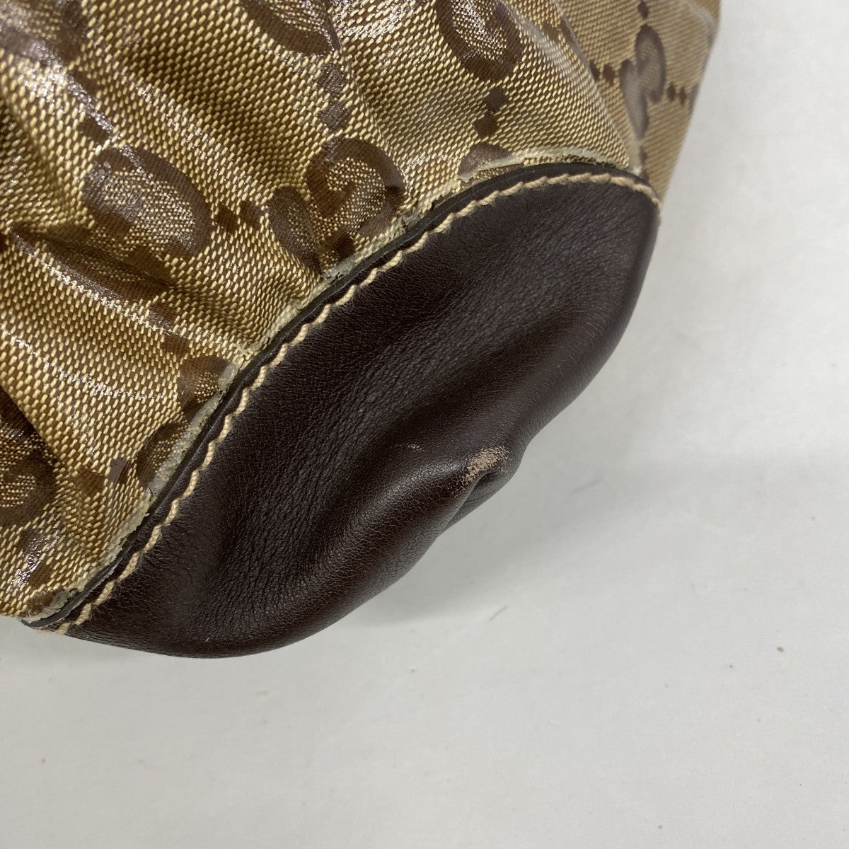 【6gd4177】グッチ トートバッグ GGクリスタル 223963 コーティングキャンバス ベージュ ブラウン シャンパンゴールド金具【中古】レディース