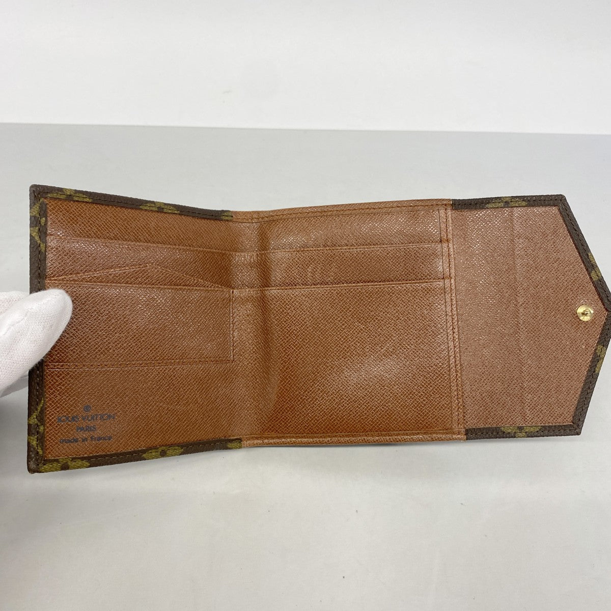 【6gd4184】ルイヴィトン 三つ折り財布 モノグラム ポルトモネビエカルトクレディ M61660 ブラウン【中古】レディース