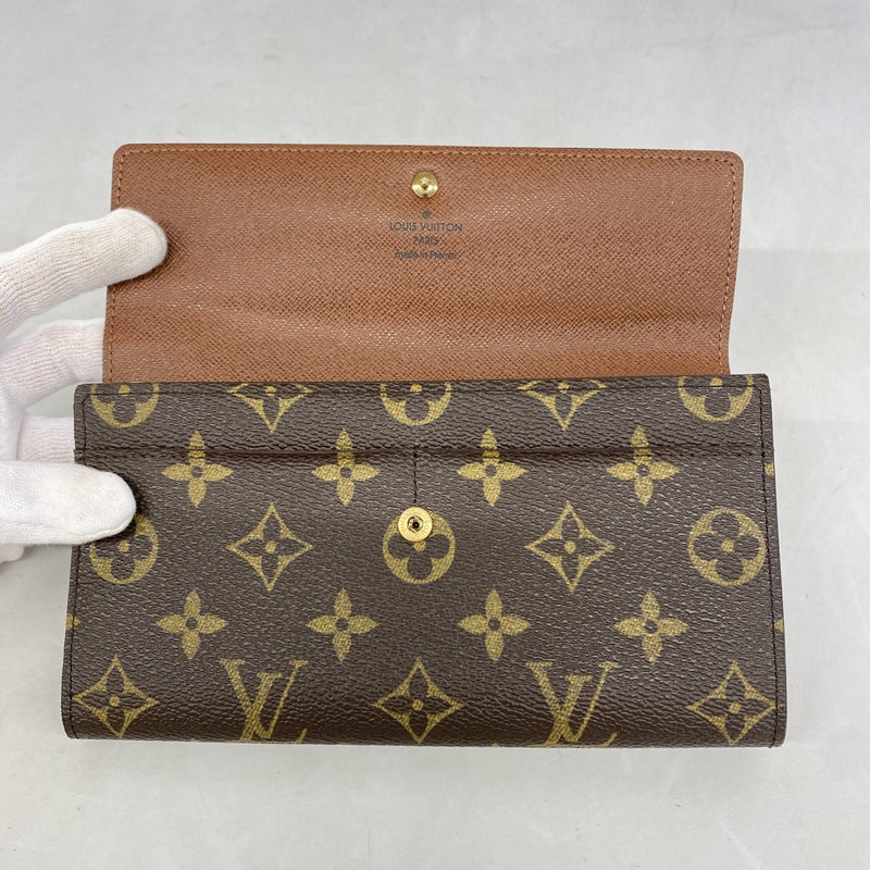 【6gd4196】ルイヴィトン 長財布 モノグラム ポシェットポルトモネクレディ M61726 ブラウン【中古】レディース