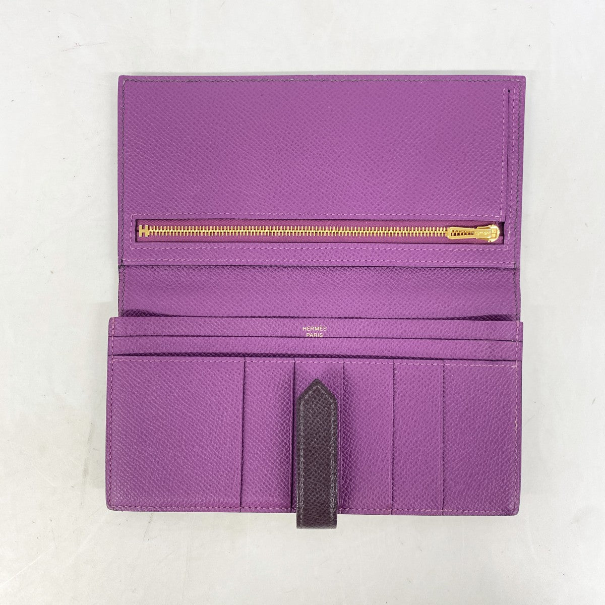 【6gd4210】エルメス 長財布 ベアンスフレヴェルソ ヴォーエプソン レザン/アネモネ ゴールド金具 Y刻印【中古】レディース