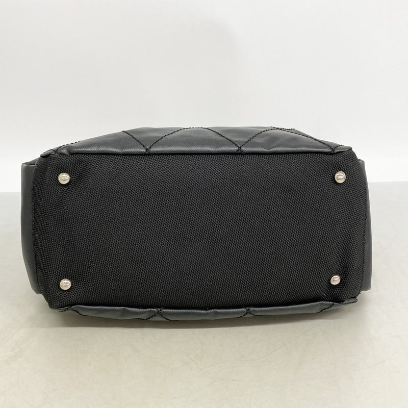 【6gd4234】シャネル ショルダーバッグ パリビアリッツ キャンバス ブラック シルバー金具【中古】レディース